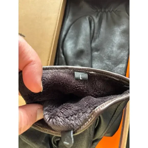 Harmms Brand Genuine Leather Gloves Mens Size Large Black New - Picture 3 of 3